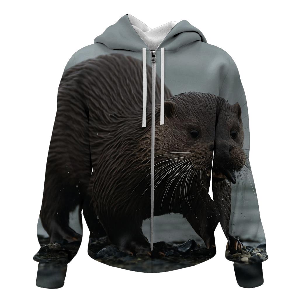 Estuary Grazer Eurasian Otter zip-up hoodies