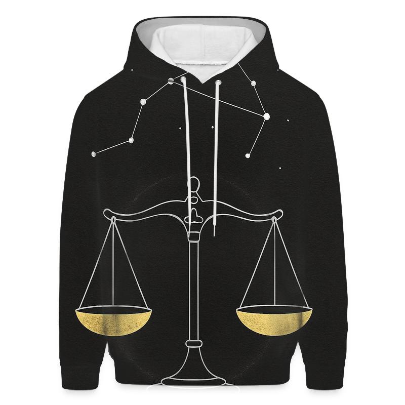 Minimalist Libra Scales Star Map printed hoodies