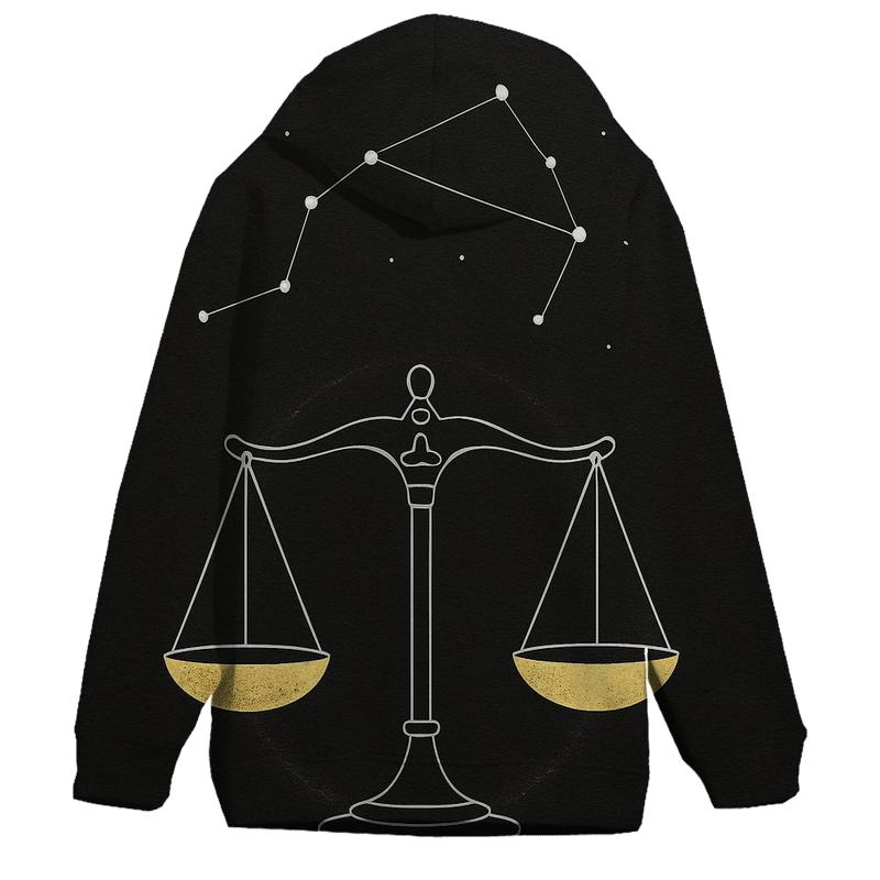 Minimalist Libra Scales Star Map printed hoodies