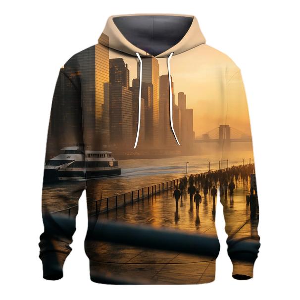 Sunrise Reflections Over Lower Manhattan premium hoodies