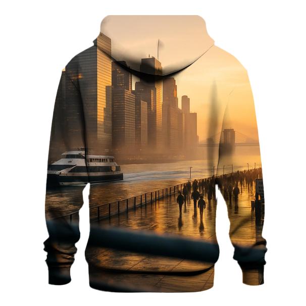 Sunrise Reflections Over Lower Manhattan premium hoodies