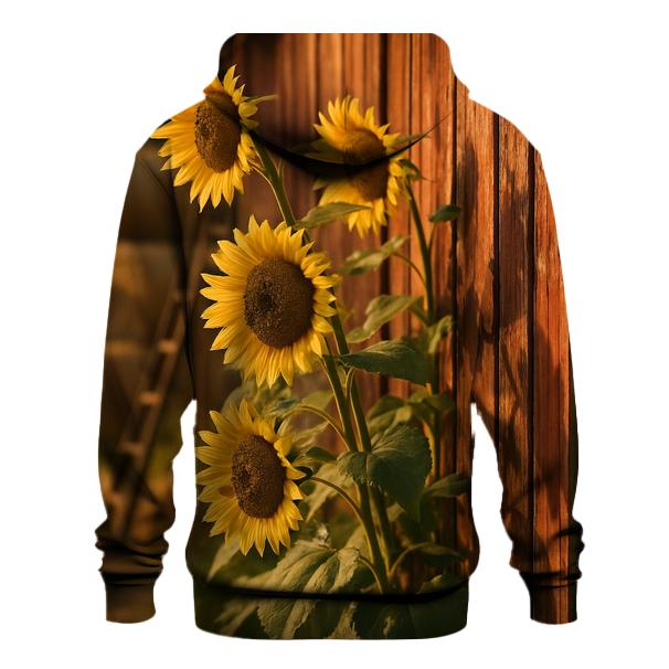 Late Summer Sunflower Barn Row graphic hoodies