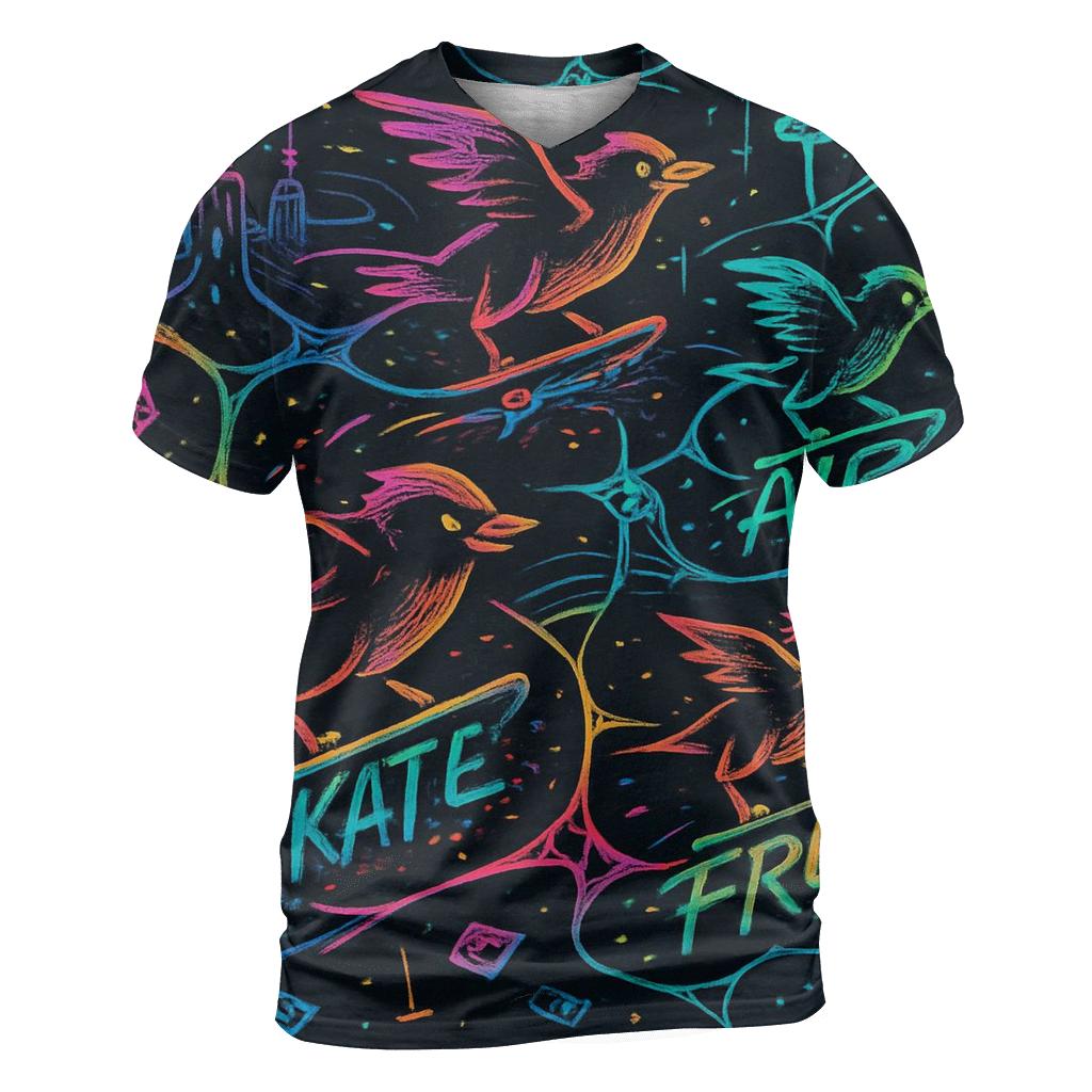 Synaptic Skate Brigade vibrant all-over design tees