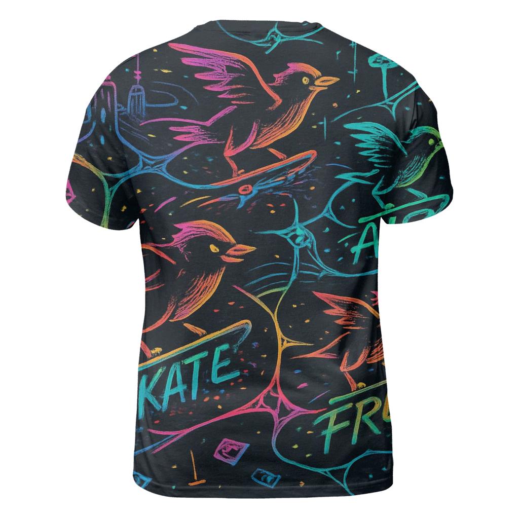 Synaptic Skate Brigade vibrant all-over design tees