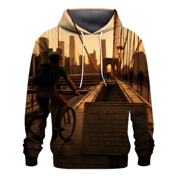Brooklyn Bridge Cyclist Golden Hour designer hoodies