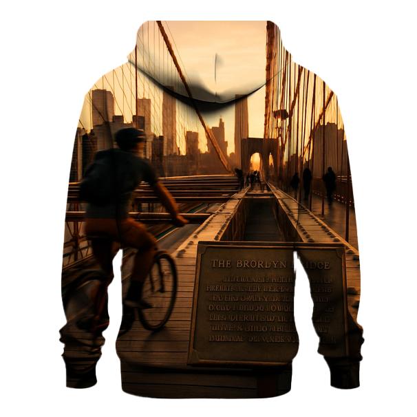 Brooklyn Bridge Cyclist Golden Hour designer hoodies