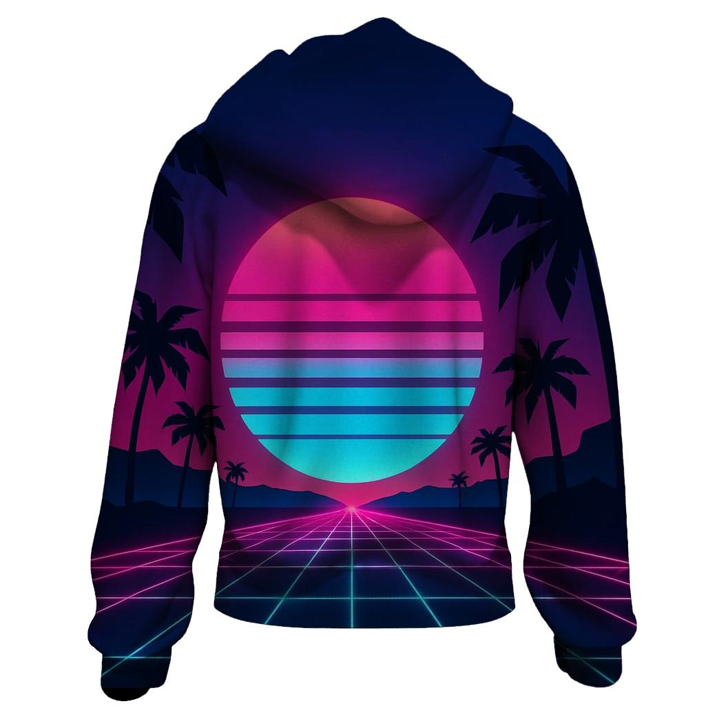 Neon Grid Sunset zip-up hoodies