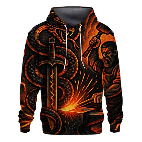 Volcanic Ouroboros Forgeborn pullover hoodies