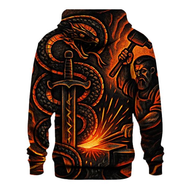 Volcanic Ouroboros Forgeborn pullover hoodies