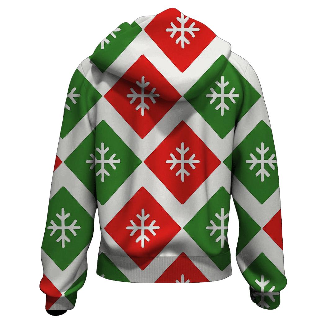 Diamond Snowflake Grid zip-up hoodies