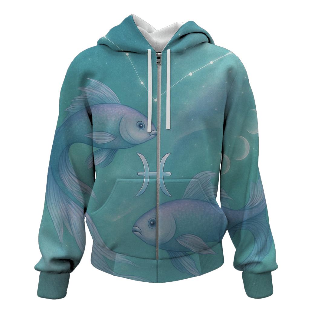Ethereal Pisces Dual Dream Scene printed hoodies