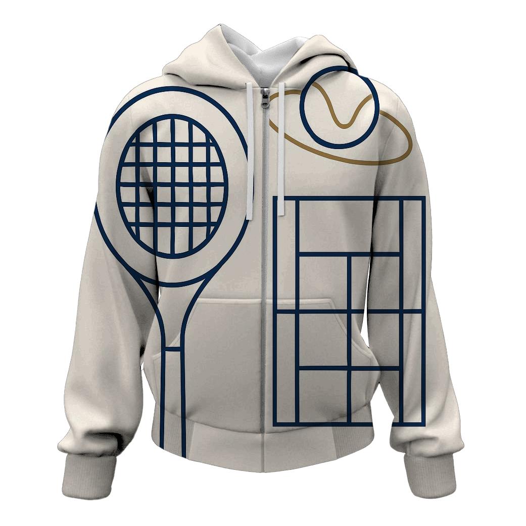 Minimal Tennis Geometry embroidered hoodies