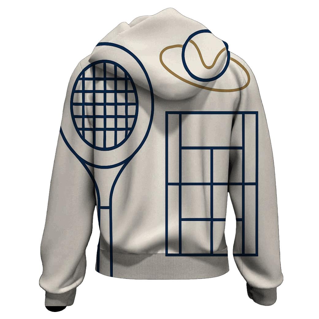 Minimal Tennis Geometry embroidered hoodies