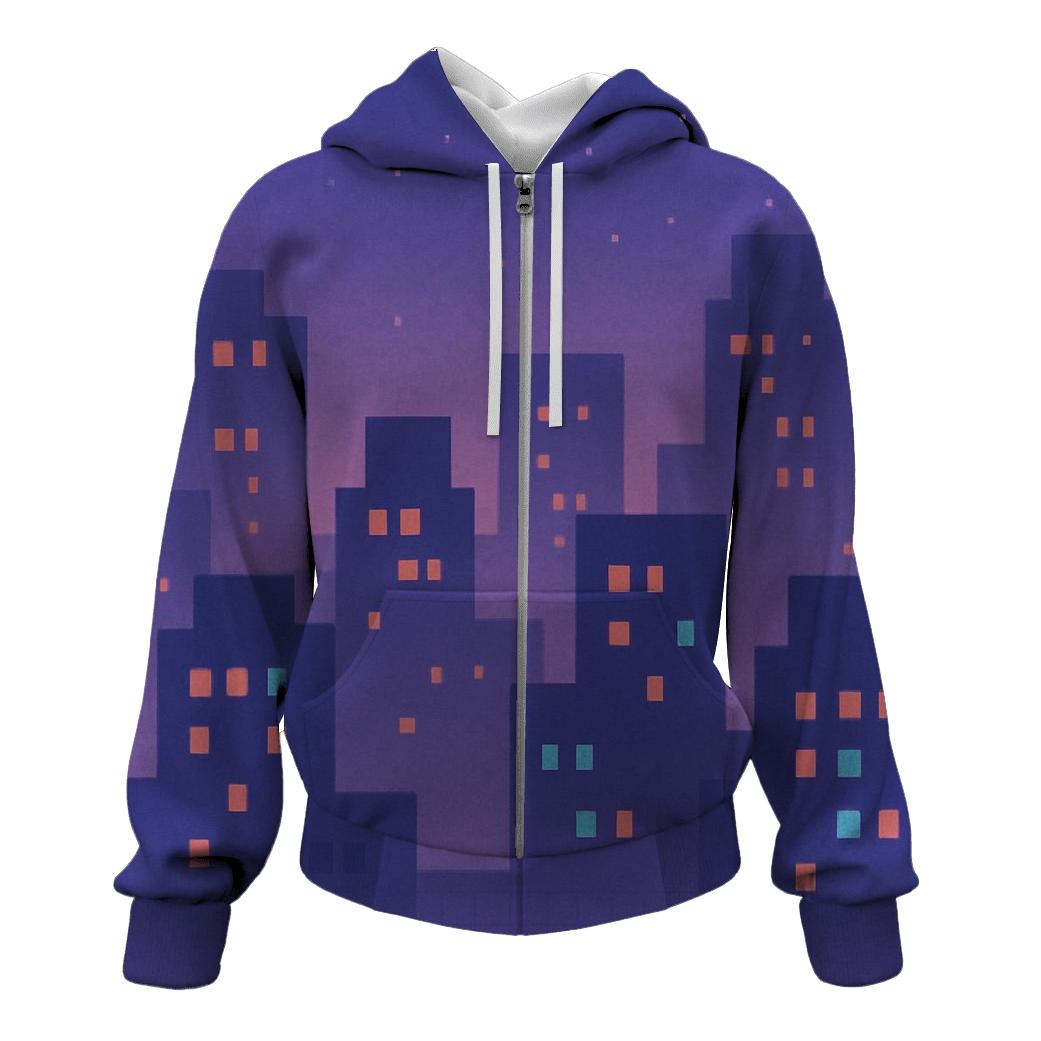 Pixel Skyline Glow custom hoodies