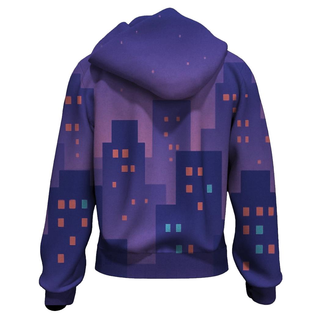 Pixel Skyline Glow custom hoodies