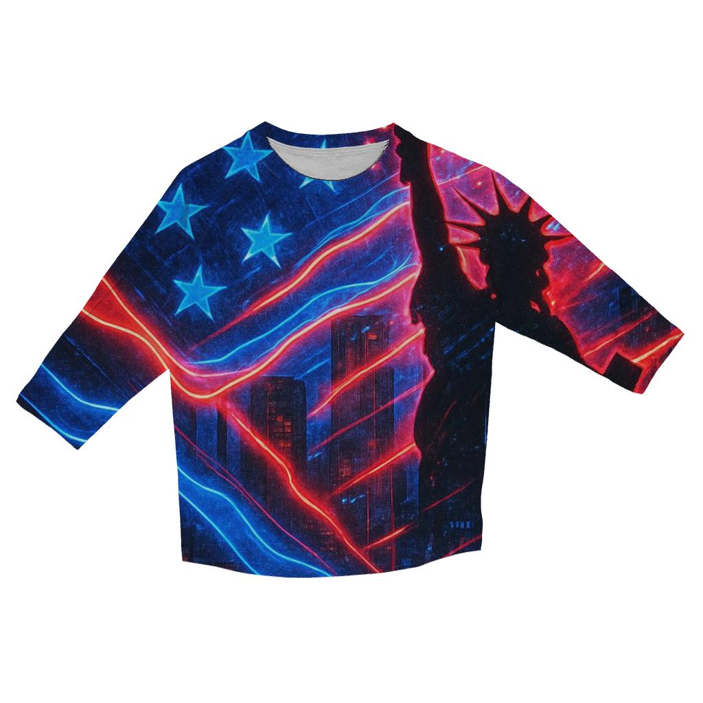 Liberty Neon Mosaic casual three quarter sleeve shirts