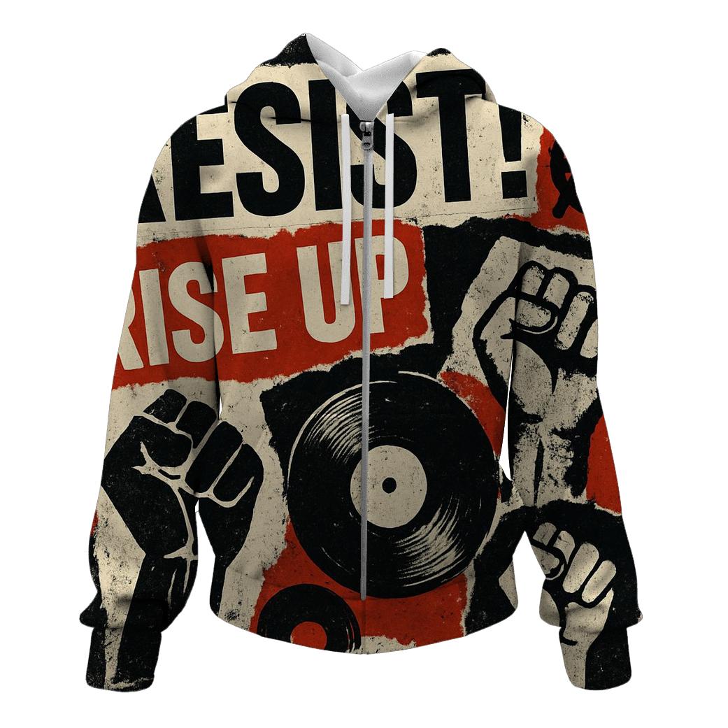 Grunge Typographic Anthem lightweight hoodies