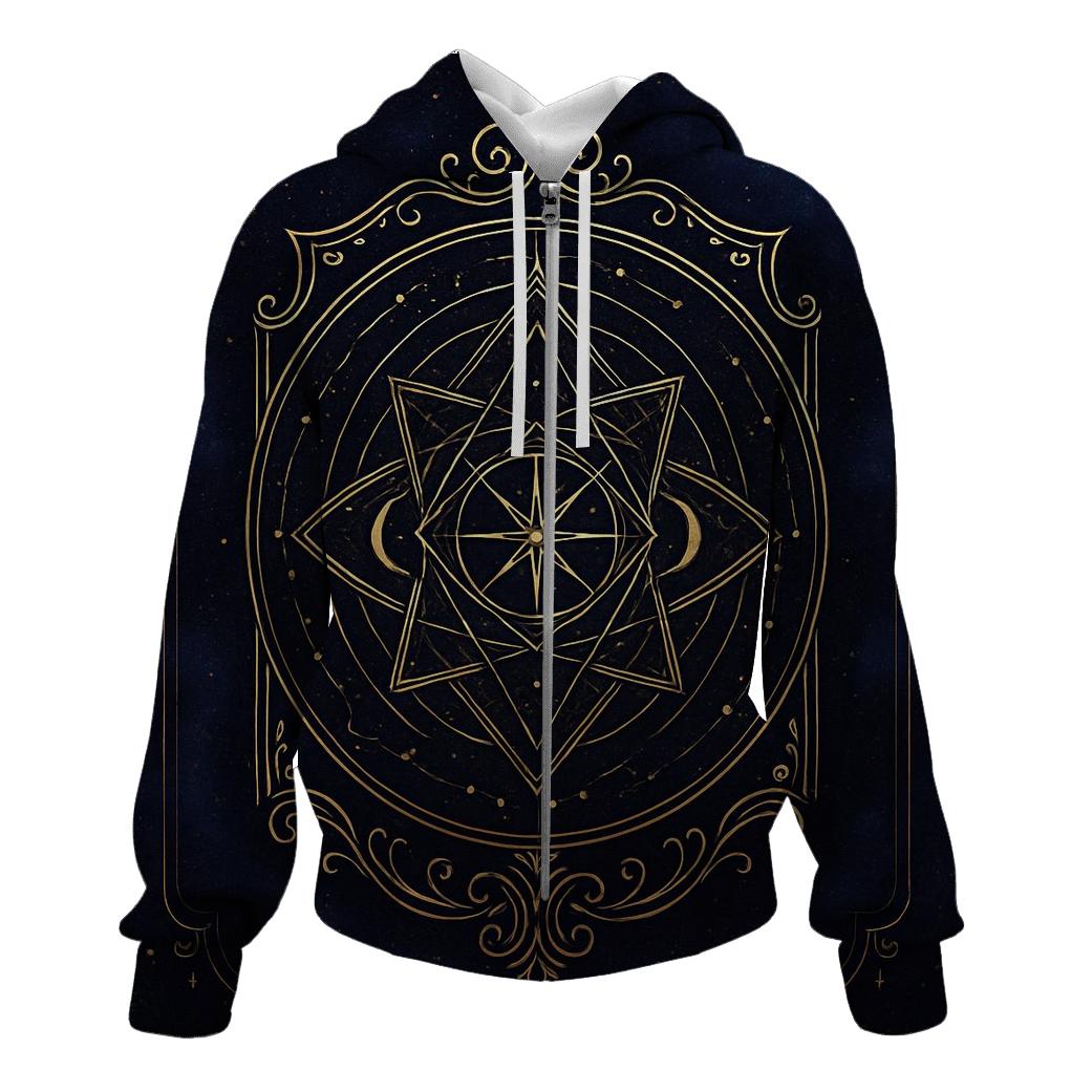 Celestial Geometry Crest embroidered hoodies