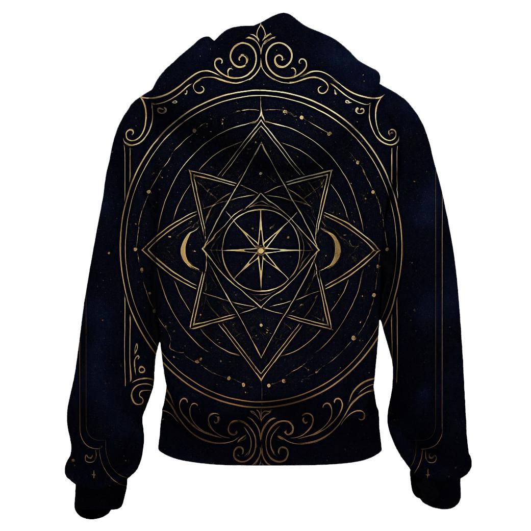 Celestial Geometry Crest embroidered hoodies
