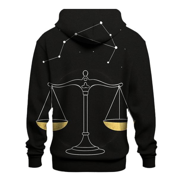Minimalist Libra Scales Star Map embroidered hoodies