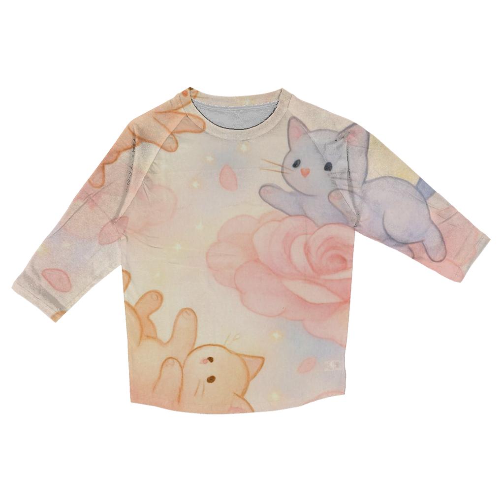 Petal Cloud Kittens custom 3/4 sleeve shirts