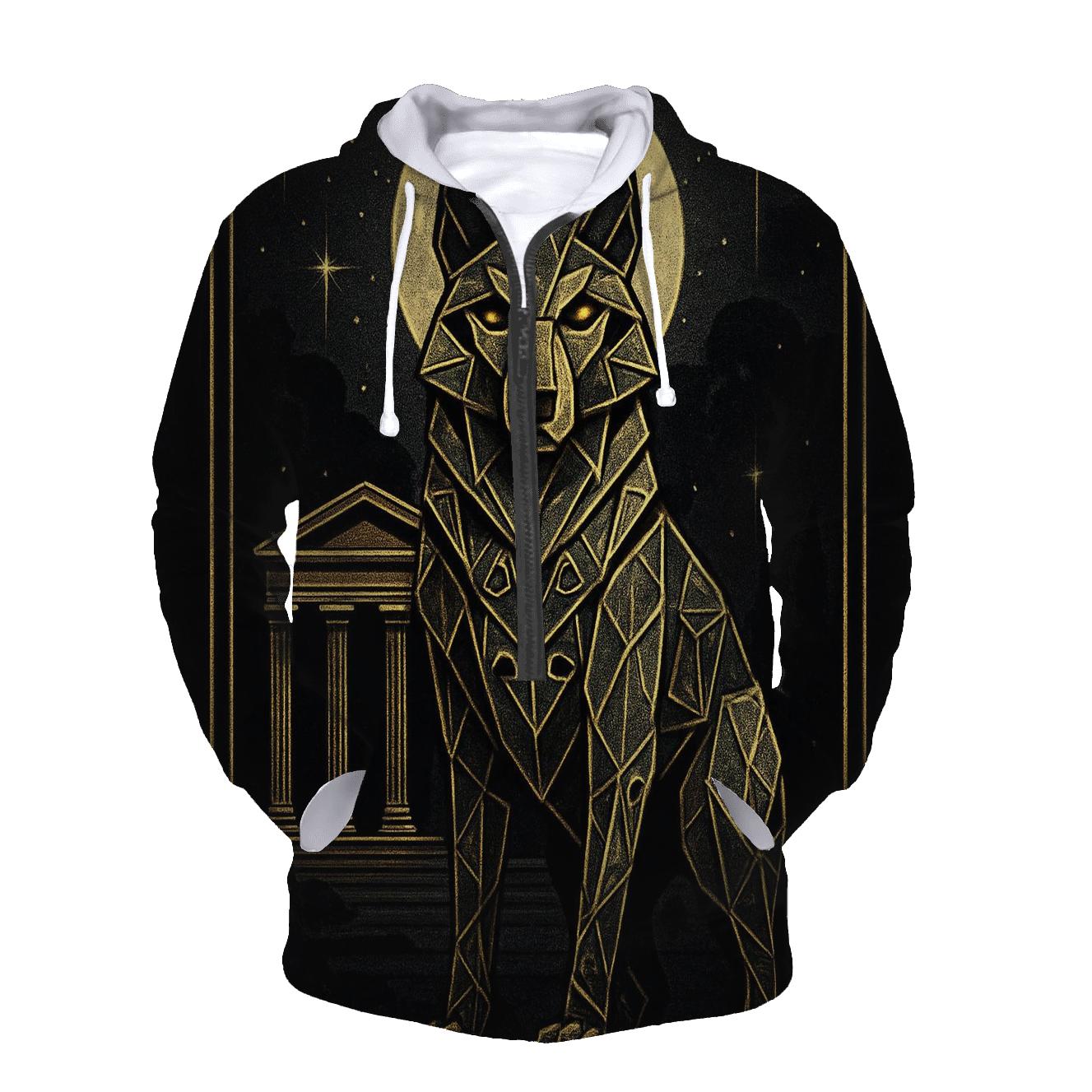 Geometric Lunar Guardian zip-up hoodies