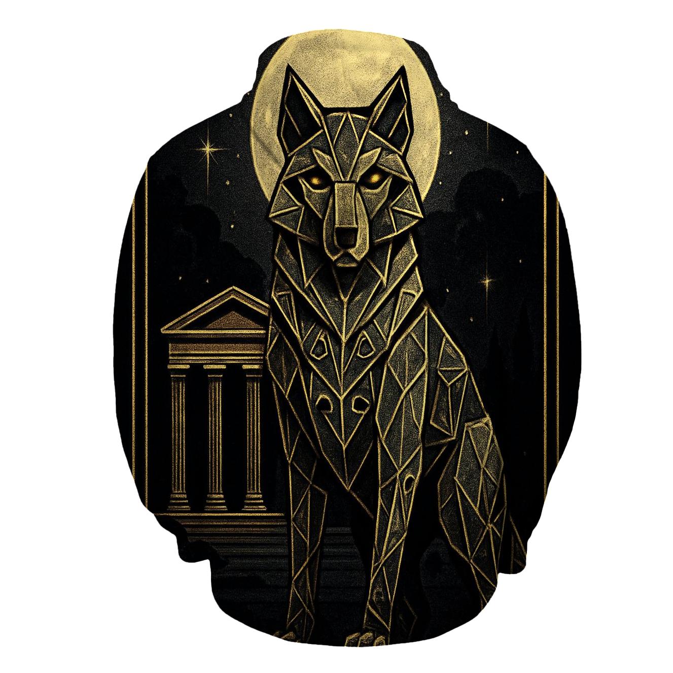 Geometric Lunar Guardian zip-up hoodies