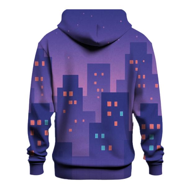 Pixel Skyline Glow printed hoodies
