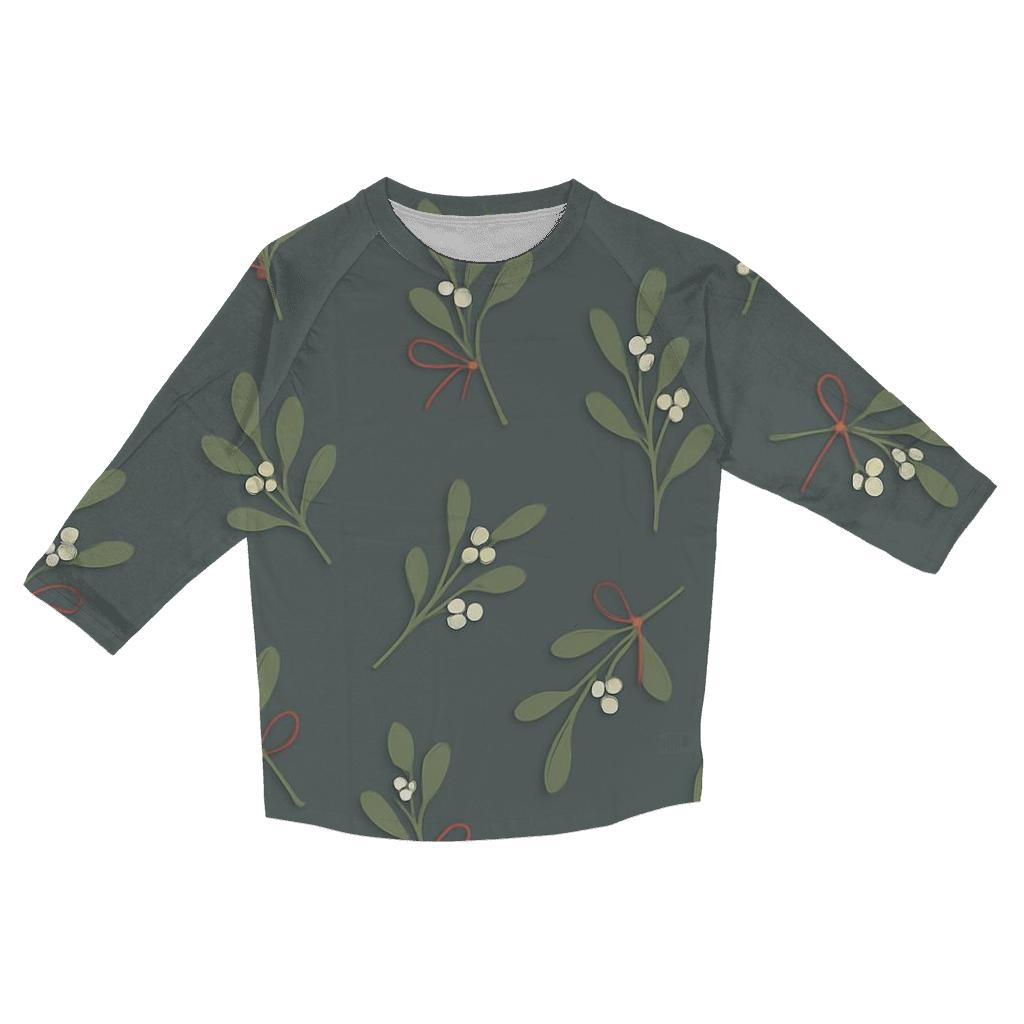 Mistletoe Scatter On Slate Gray Background cotton quarter sleeve shirts