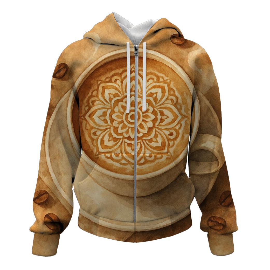Latte Swirl Mandala embroidered hoodies