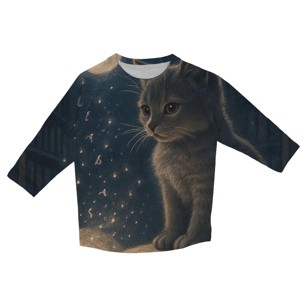 Moonlit Library Cat custom 3/4 sleeve shirts