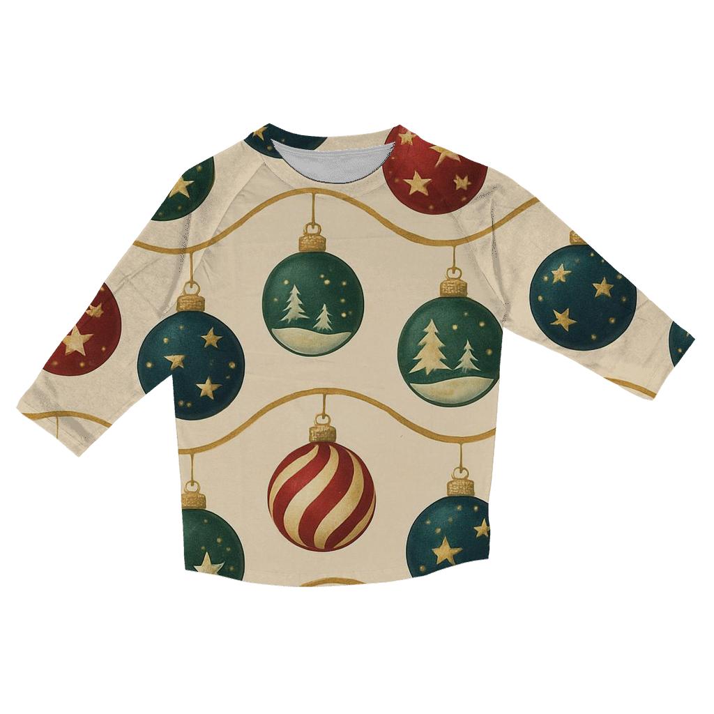 Christmas Ornament Wave On Ivory Background designer 3/4 sleeve blouses