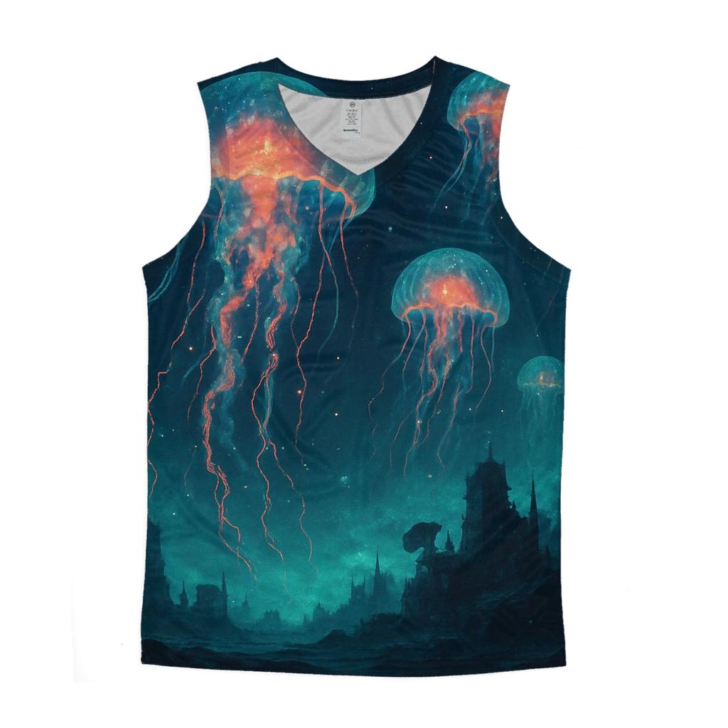 Quantum Jellyfish cotton sleeveless tops