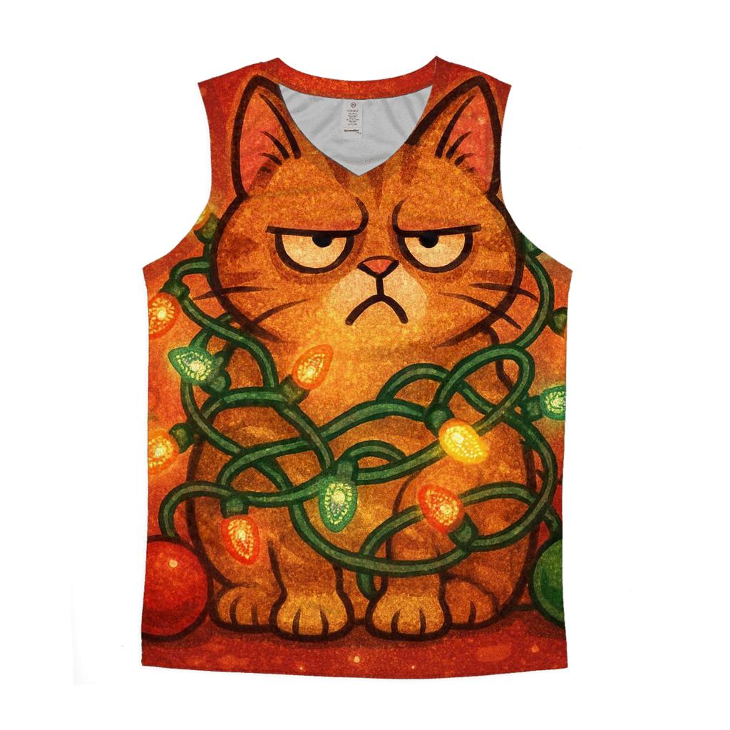 Grumpy Cat In Tangle Lights casual summer tank tops
