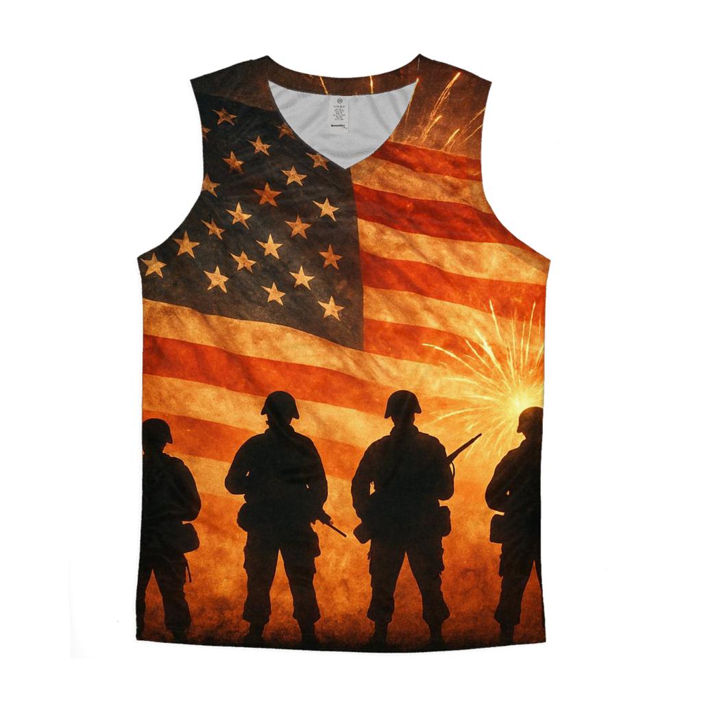 Veterans Sunset Silhouette cotton sleeveless tops