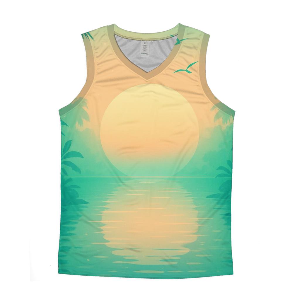 Mint Lagoon Mirage cotton sleeveless tops