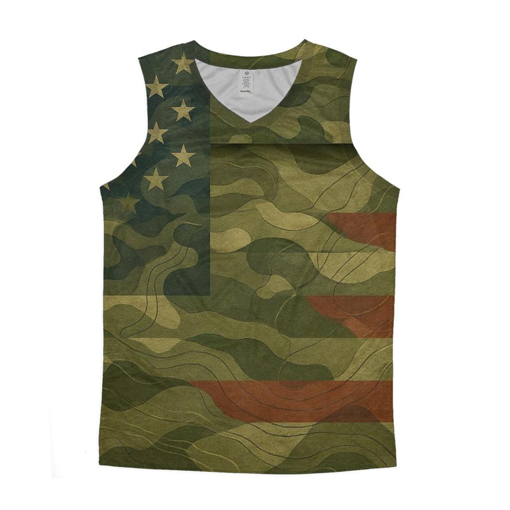 Camouflage Liberty Merge cotton sleeveless tops