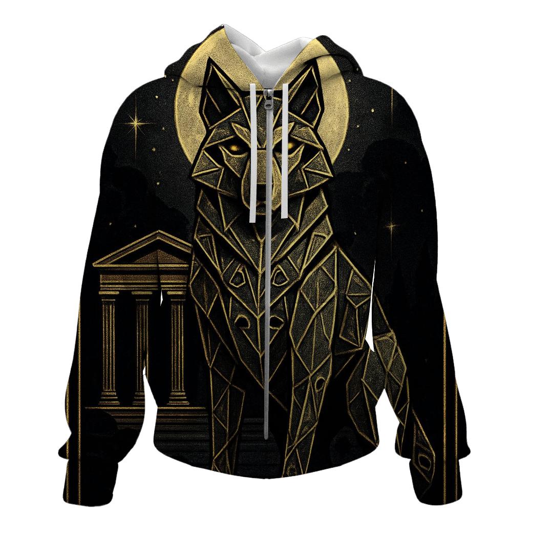 Geometric Lunar Guardian custom hoodies