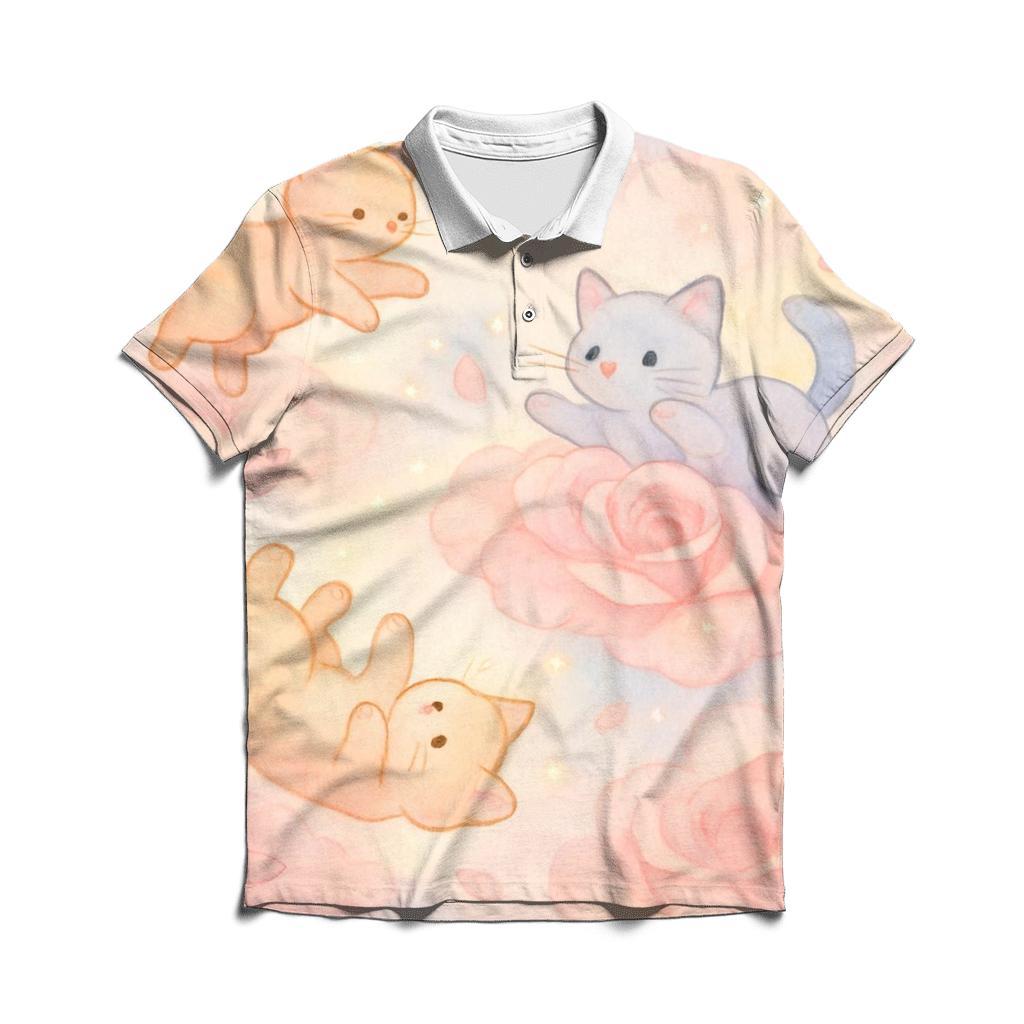 Petal Cloud Kittens stylish collar polo tees