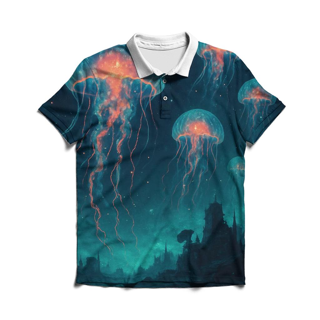 Quantum Jellyfish casual sports polo shirts