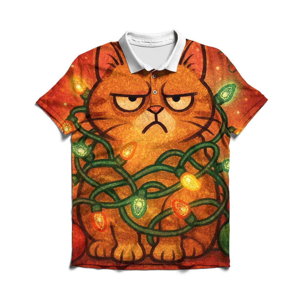 Grumpy Cat In Tangle Lights personalized polo shirts