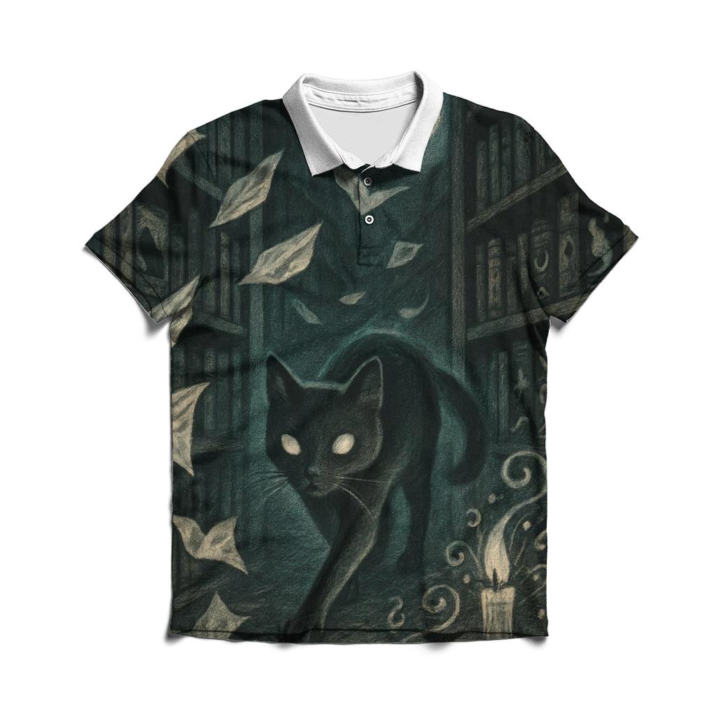 Phantom Library Cat embroidered polo tops