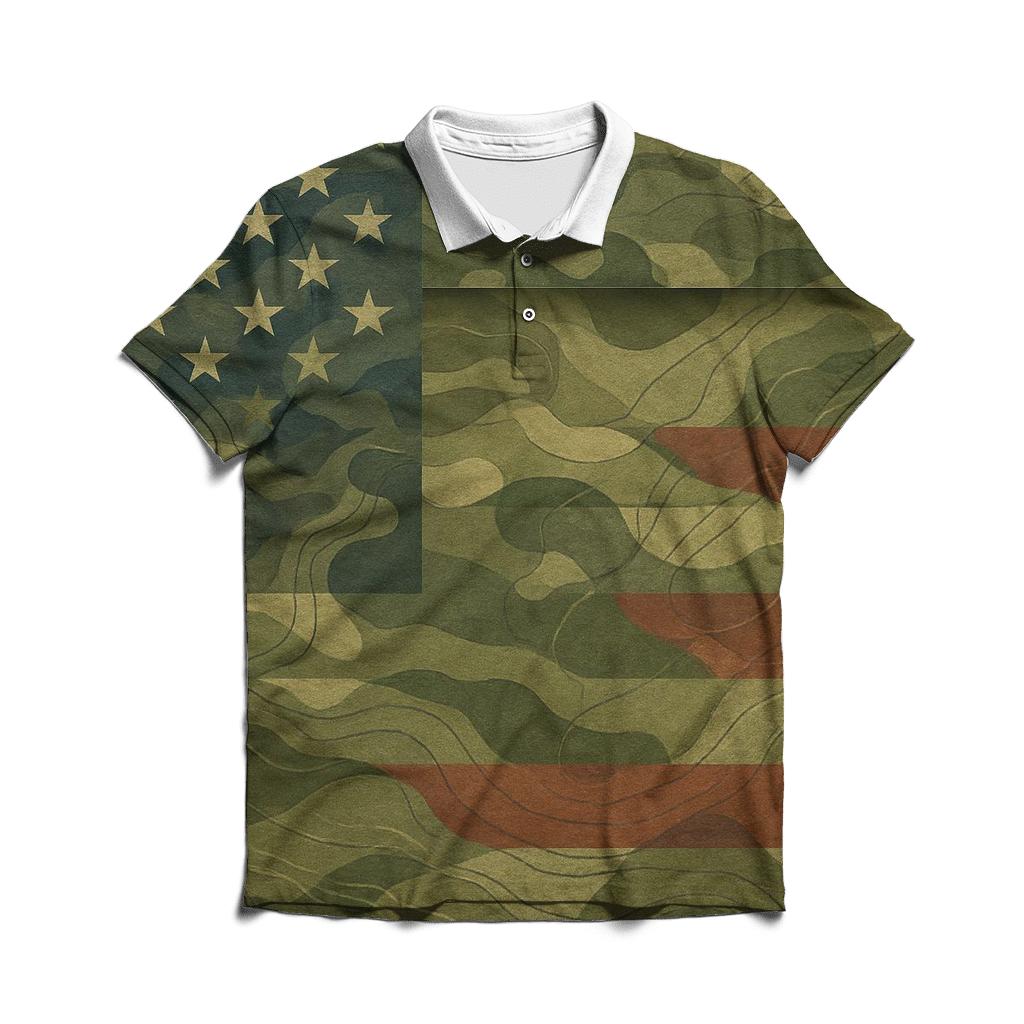 Camouflage Liberty Merge branded logo polo shirts
