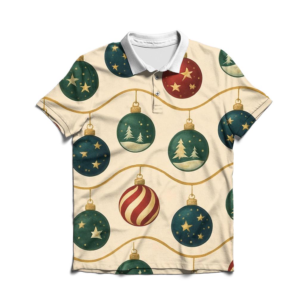 Christmas Ornament Wave On Ivory Background casual sports polo shirts
