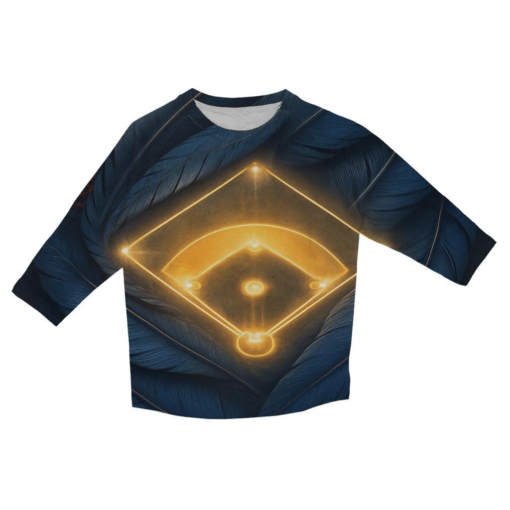 Feathered Diamond With Blue Jays stylish quarter sleeve tops