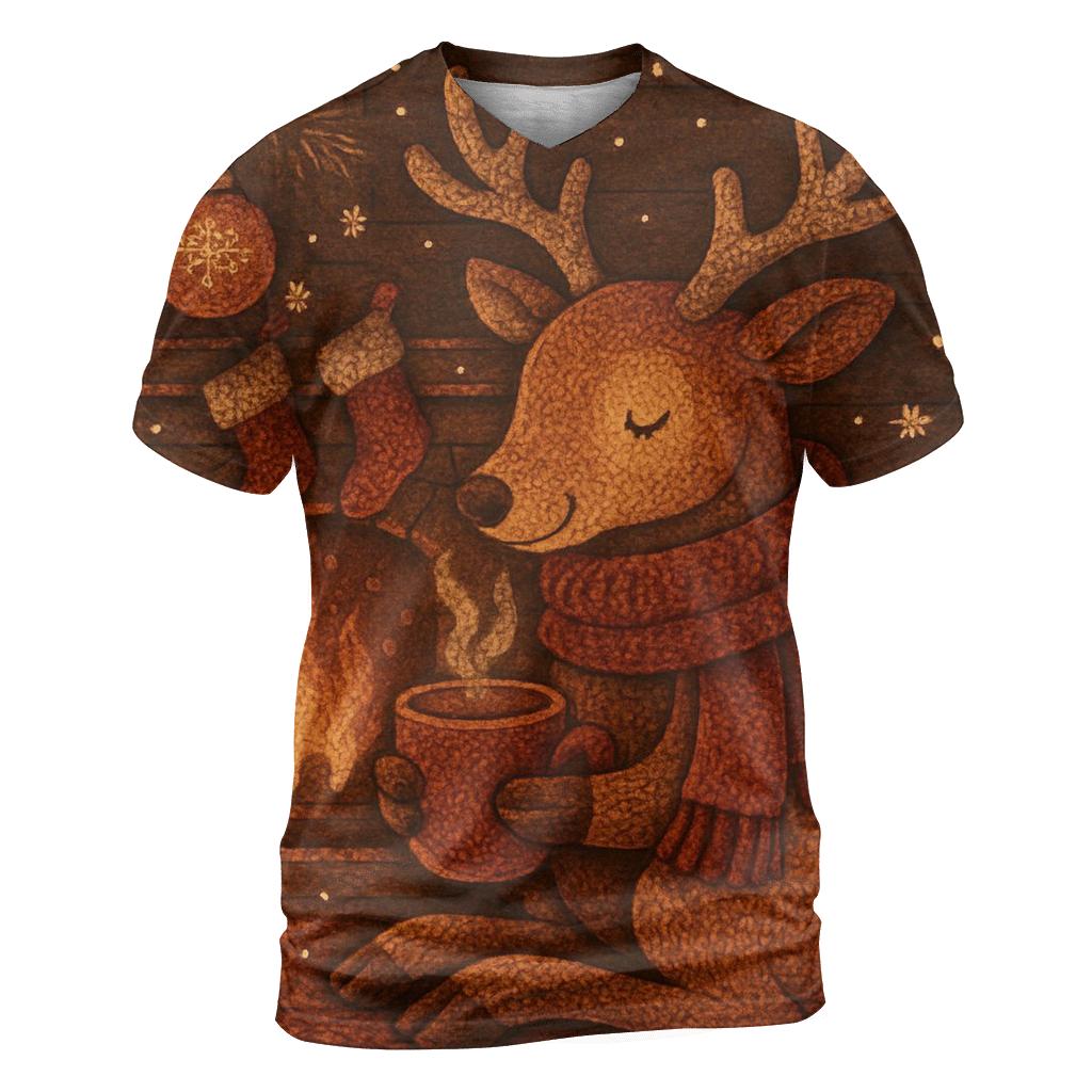 Nordic Fireplace Reindeer personalized full print shirts