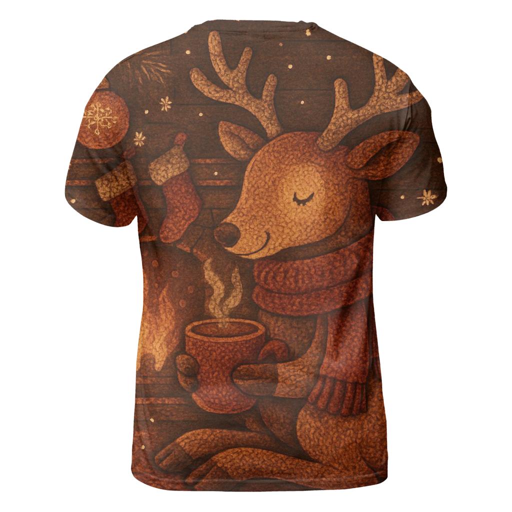 Nordic Fireplace Reindeer personalized full print shirts