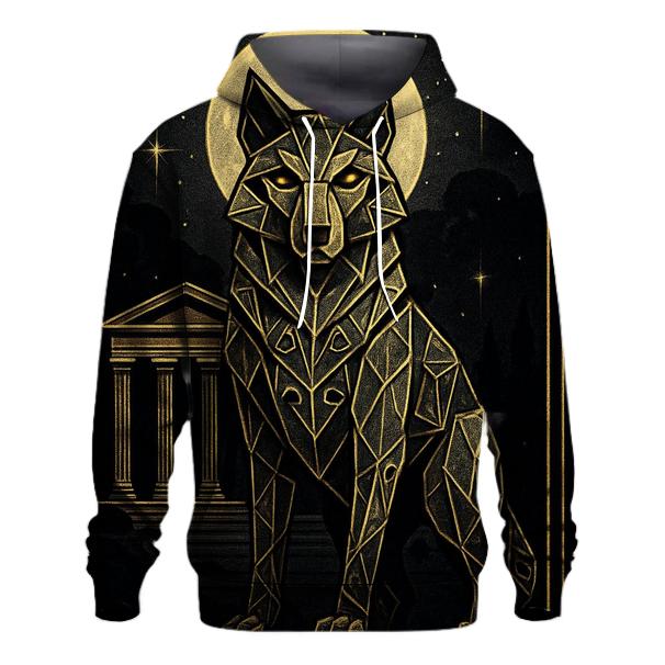 Geometric Lunar Guardian premium hoodies