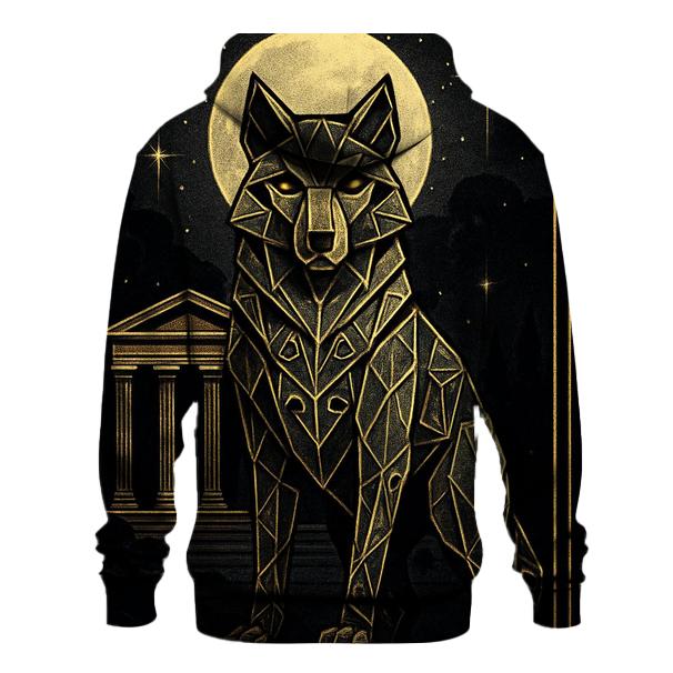 Geometric Lunar Guardian premium hoodies