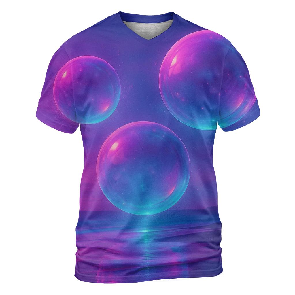 Vaporwave Coral Spheres artistic all-over print tops